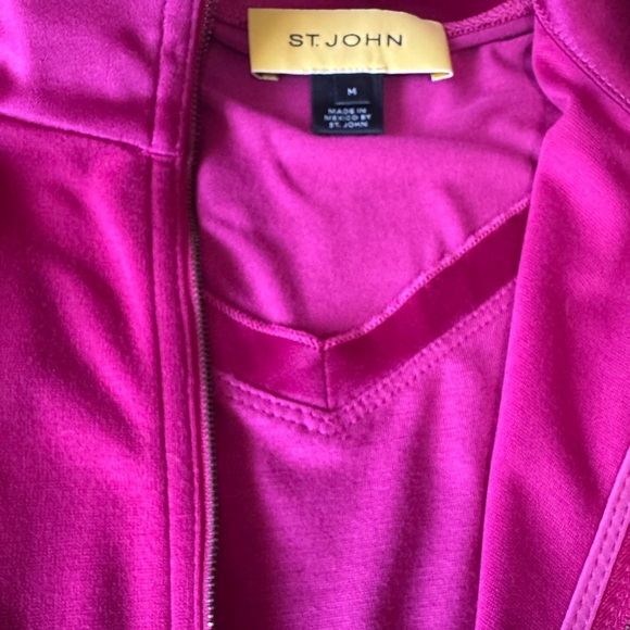 ST JOHN Fuchsia Athletic Jacket + T-shirt Set Satin Contrast Women's Medium - Picture 16 of 16